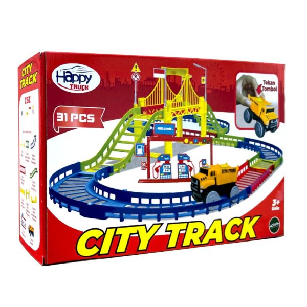 city track mobil set mainan happy truck