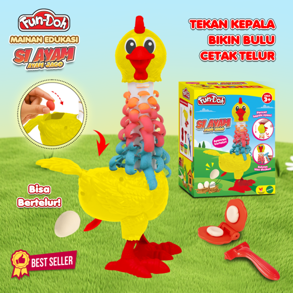 Mainan Edukasi Anak SI AYAM FUNDOH Mainan Plastisin Cetakan Ayam Bertelur Berbulu Clay Kerajinan Hadiah Alat Belajar