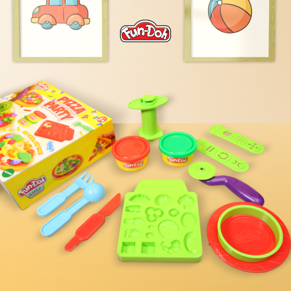 Fundoh Pizza Party Lilin Mainan Edukasi Plastisin Cetakan Makanan Pizza Toys Anak Usia 2 Tahun