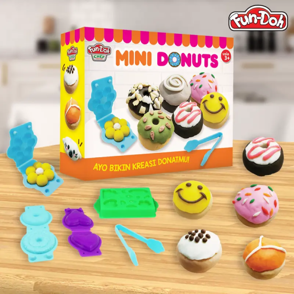 Isi Kemasan Fun-Doh Mini Donuts Mainan Anak Donut
