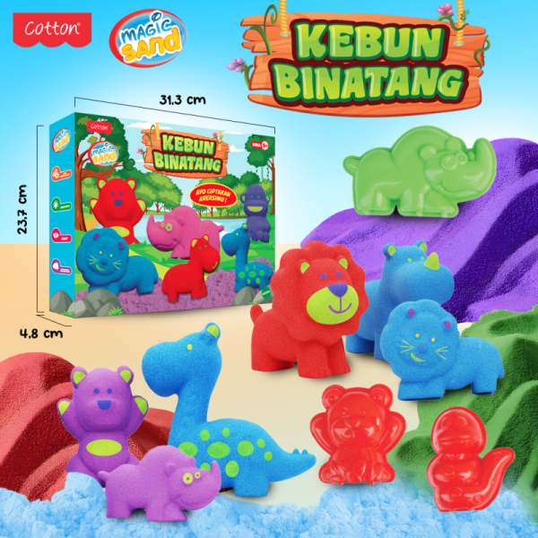 mainan pasir kinetik magic sand edisi kebun binatang