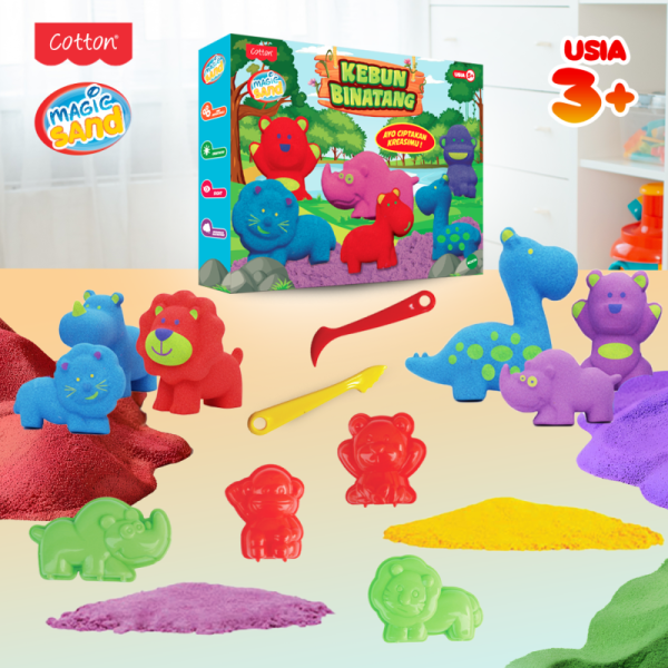 mainan pasir kinetik magic sand edisi kebun binatang
