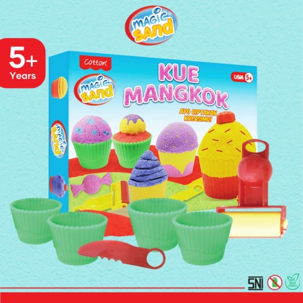 mainan anak pasir kinetik magic sand edisi kue mangkok