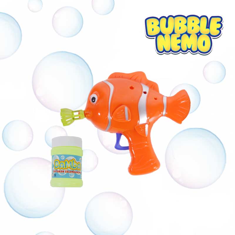 Bubble Nemo mainan bubble tembak anak bentuk ikan warna orange