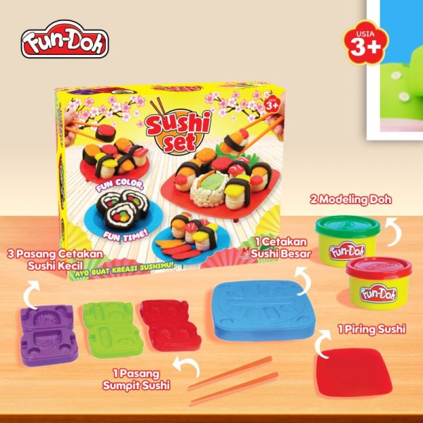 Fun Doh Sushi Set Mainan Anak Lilin Doh