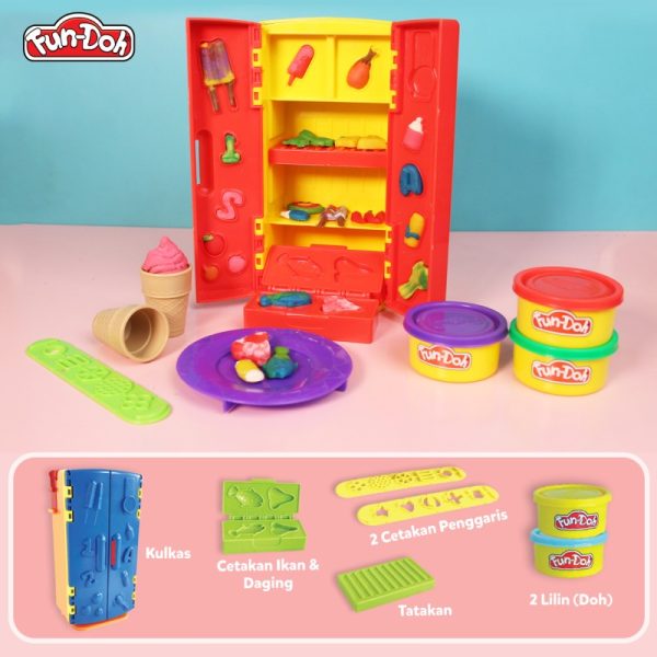Fundoh Kulkas Mainan Edukasi Anak 2 3 4 5 6 tahun Lilin Play Doh Play Dough Fun Doh Plastisin Clay Satu Set Cetakan Kulkas Kreatifitas Motorik Anak Toys