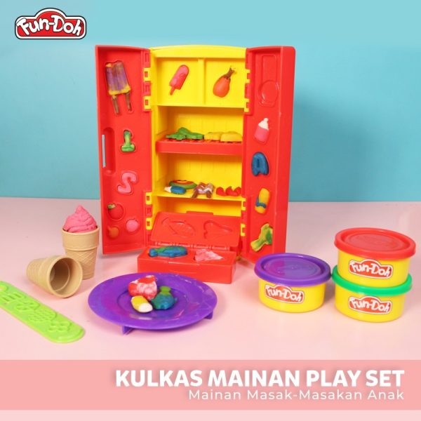 Fundoh Kulkas Mainan Edukasi Anak 2 3 4 5 6 tahun Lilin Play Doh Play Dough Fun Doh Plastisin Clay Satu Set Cetakan Kulkas Kreatifitas Motorik Anak Toys