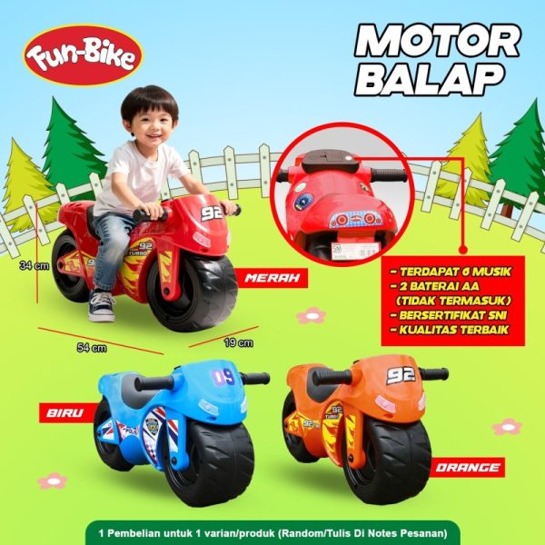 mainan ride on motor balap funbike mainan tunggang dorong