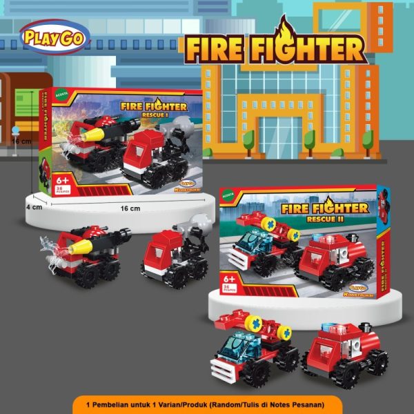 fire fighter playgo mainan anak mobil lego