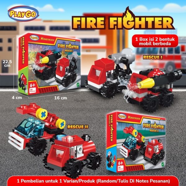 fire fighter playgo mainan anak mobil lego