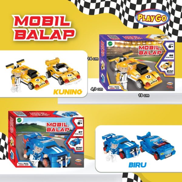 Mainan Brick Playgo Lego Mobil Balap