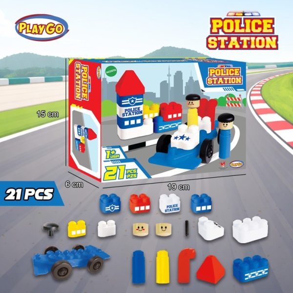 Mainan Balok susun playgo police station packaging mainsn lego anak 1 tahun
