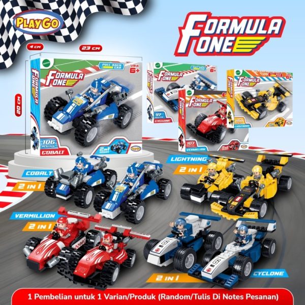 Mainan mobil balap bricks formula one playgo