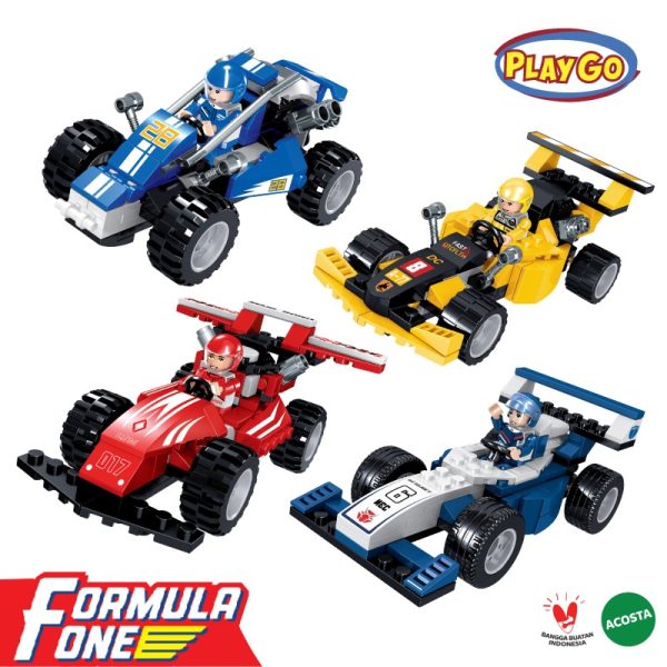 Mainan mobil balap bricks formula one playgo