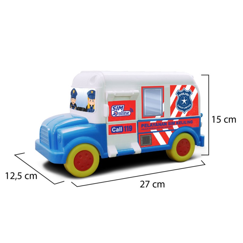 Mainan Mobil Bus Sim Keliling Detail Ukuran