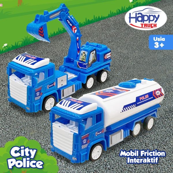 City Police Happy Truck Mobil Truk Jumbo Mainan