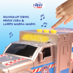 Fitur Mobil Mainan Pemadam Kebakaran Ambulans Miniatur Mainan Kendaraan Profesi dengan Lampu Suara dan Auto Manuver AUTO CAR HAPPY TRUCK