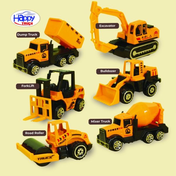 Mainan Mobil Konstruksi DOMINATOR Free wheel Kendaraan Teknik Excavator Mobil Crane Truck Road Roller Bulldozers Forklift Diecast HAPPY TRUCK Miniatur Toy