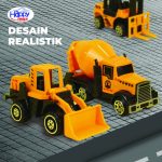 Fitur Mainan Mobil Konstruksi DOMINATOR Free wheel Kendaraan Teknik Excavator Mobil Crane Truck Road Roller Bulldozers Forklift Diecast HAPPY TRUCK Miniatur Toy