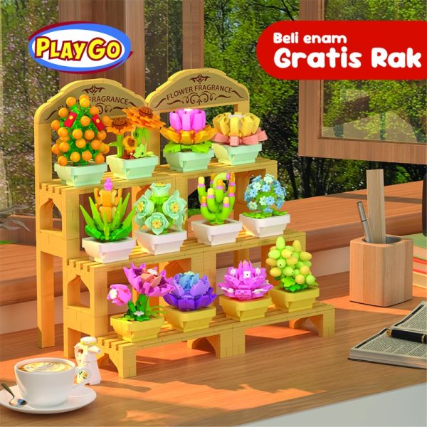 Bricks Block Pot Flower Bunga DIY Mainan Balok Susun Puzzle Blok Gift Hadiah Ulang Tahun FLORAL PLAYGO
