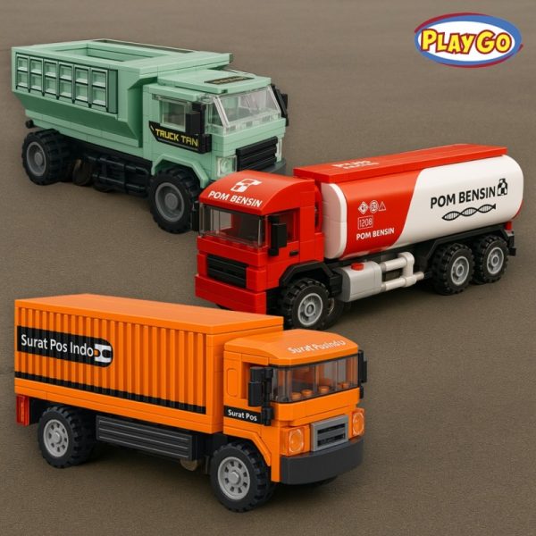 Jual Mainan Block Truk Tanah Pom Bensin Mobil Kantor Pos TRUCK SERIES PLAYGO Model Blok Bangunan Puzzle Susun Edukasi Mainan Brick Hadiah Toys