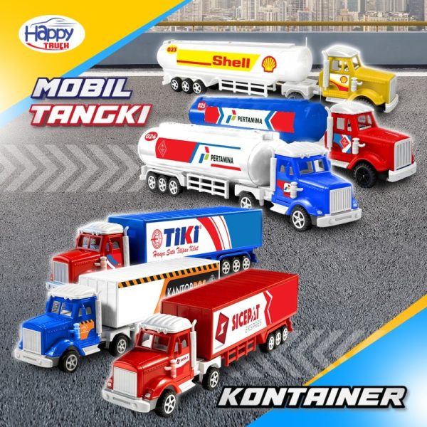 Jual Mainan Truck Container Box Miniatur Diecast Truk Truk KONTAINER Ekspedisi TANGKI JUMBO Kado Toy HAPPY TRUCK Bisa Lepas Pasang