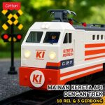 Mainan Anak Rail King KERETA Api INDONESIA Rel Lokomotif Classic Train Set 21 PCS