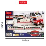 Mainan Anak Rail King KERETA Api INDONESIA Rel Lokomotif Classic Train Set 21 PCS