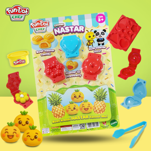 FUNDOH Chef Cookies NASTAR Mainan Plastisin Lilin Clay Cetakan Kue Nastar Mainan Edukasi Anak Masak-Masakan Edukatif Aman SNI Usia 3+