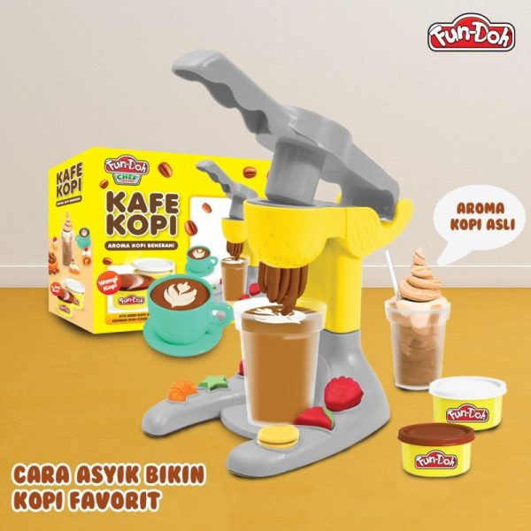 Mainan Lilin Anak Aroma Kopi Asli Fundoh KAFE KOPI | Mainan Edukatif Barista Mini | Cetakan Kopi Unik Fun Doh