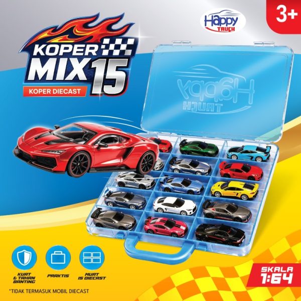 Koper Mobil Hotwheels Mix 15 Carry Case Diecast Happy Truck