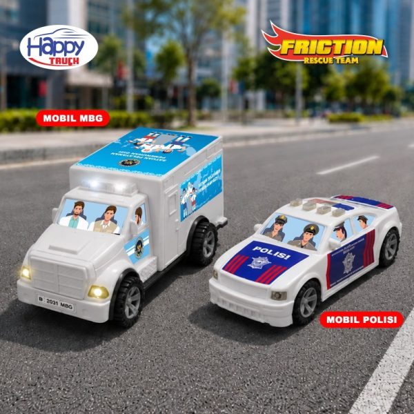 Mainan Anak Viral Mobil MBG Polisi Friction Happy Truck