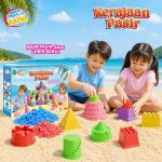Magic Sand Kerajaan Pasir mainan pasir kinetik edukatif anak usia 5 tahun ke atas dengan pilihan varian Royal Castle dan Kingdom Village lengkap dengan cetakan kastil, pasir warna-warni, dan tatakan bermain.
