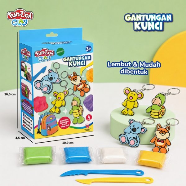Mainan Fundoh Clay Gantungan Kunci Set Anak Aman dan Tidak Beracun