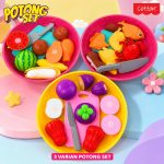 mainan anak potong set buah, sayuran, ikan dan seafood cotton